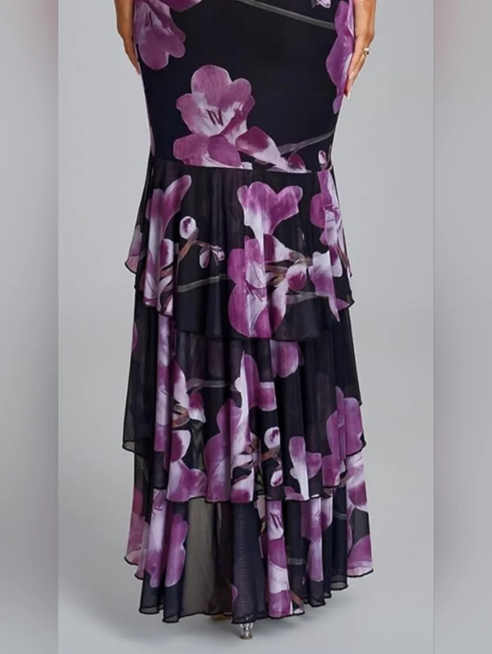 Floral Bodycon Maxi Dress Size L (8–10) V Neck Tie Back Cocktail Formal - Picture 5 of 5
